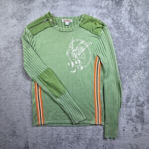 Y2K Commando Sweater RedSquad Green Army Style Thermal Knit Mens S Pullover